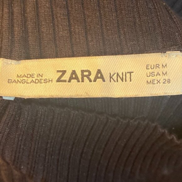 Zara Knit Black Maxi Mock Turtleneck Dress with Racing Stripe Size Med EUC - Picture 5 of 7